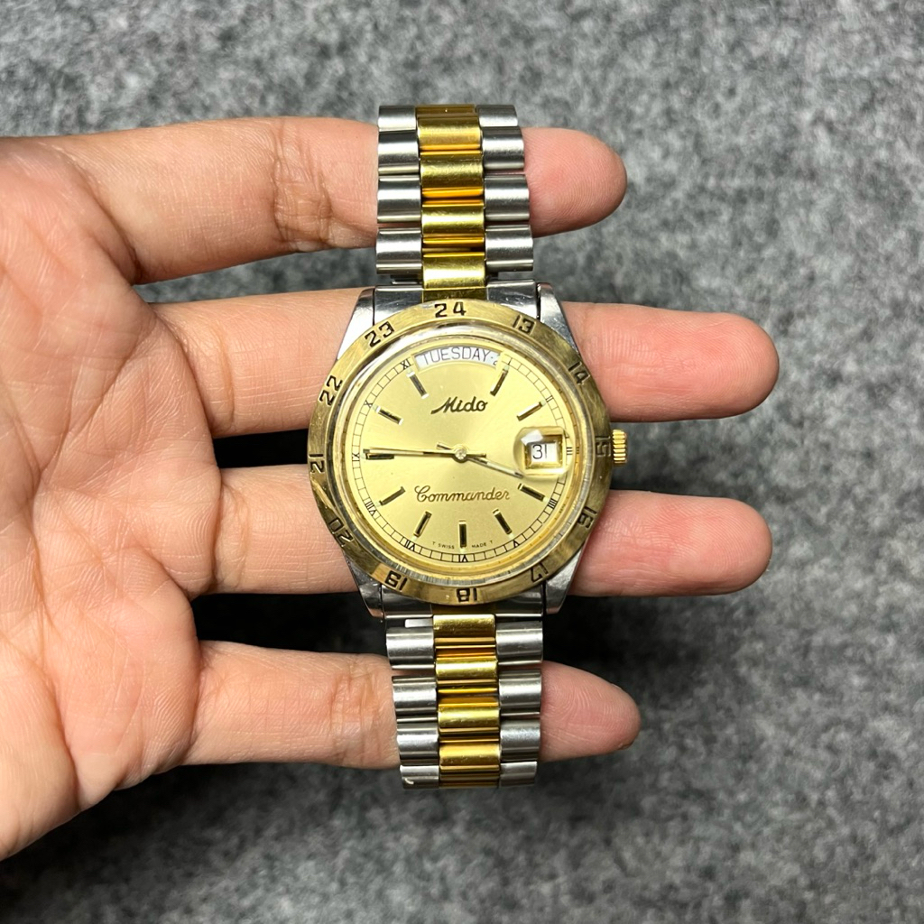 Jam antik mido commander president original