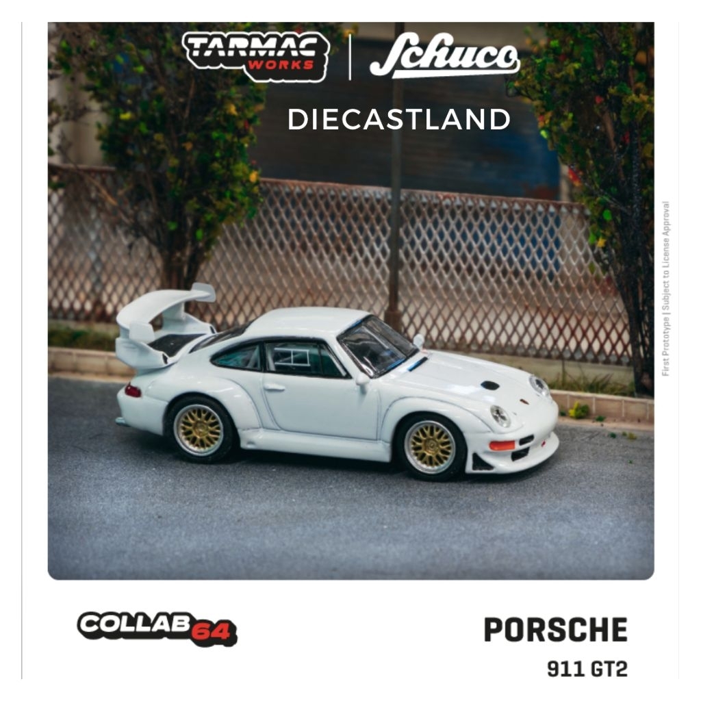 Tarmac Works Schuco 1/64 Porsche 911 GT2 White T64S-004-WH Miniature Diecast Mobil Pajangan Miniscal