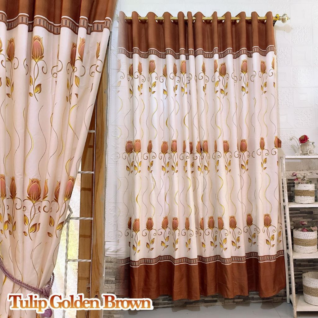 Gorden Pintu dan Jendela  Ring 12 ukuran 135x220 / Bahan katun Disperse ( free tali samping)