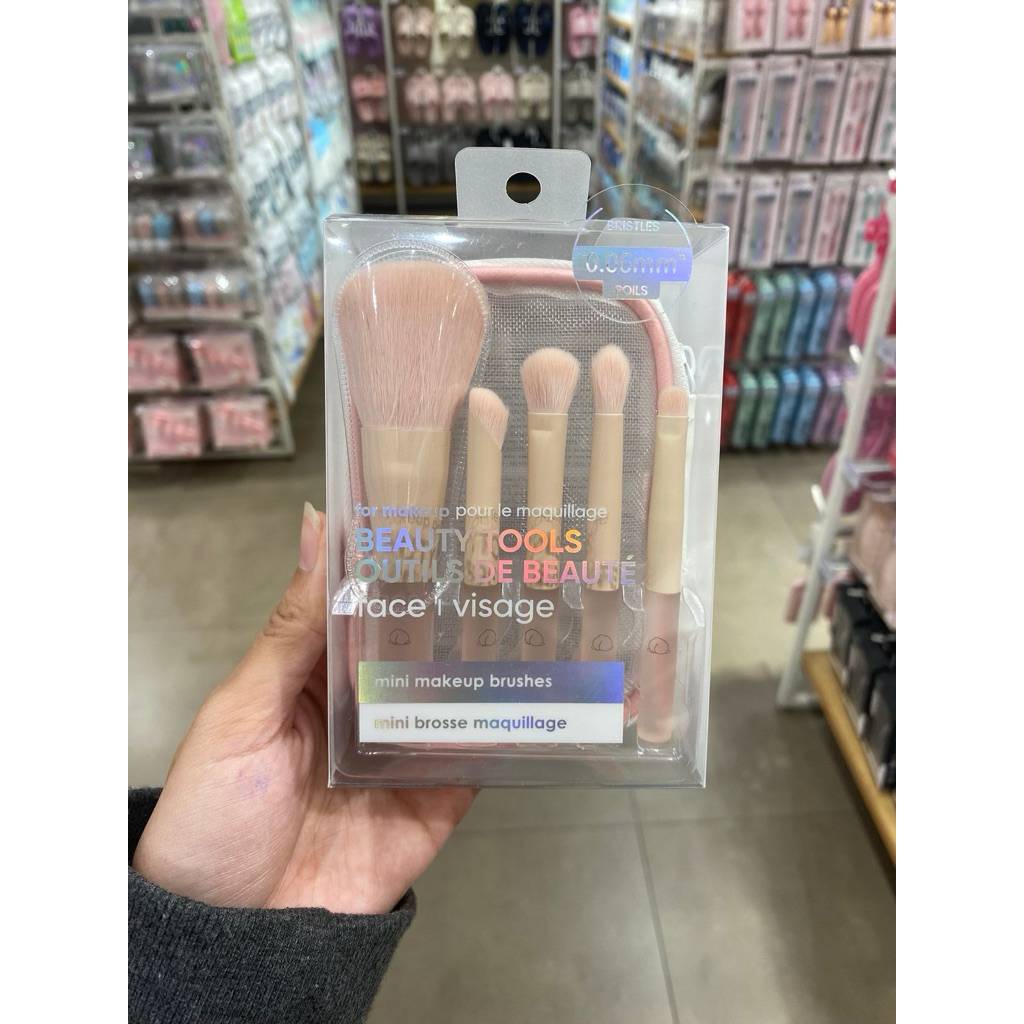 Miniso - Pink Series Mini Makeup Brushes Set With Storage Case