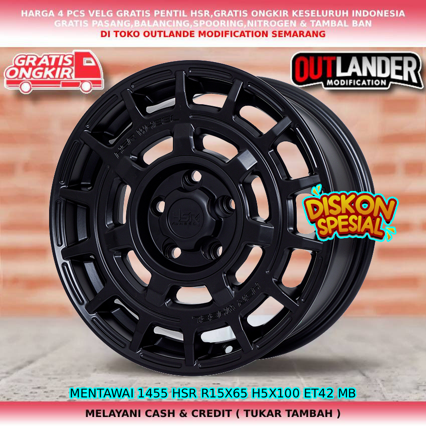 Velg racing ring15 untuk mobil Yaris cross| new veloz| xenia| new avanza| dll velg hsr mentawai R15