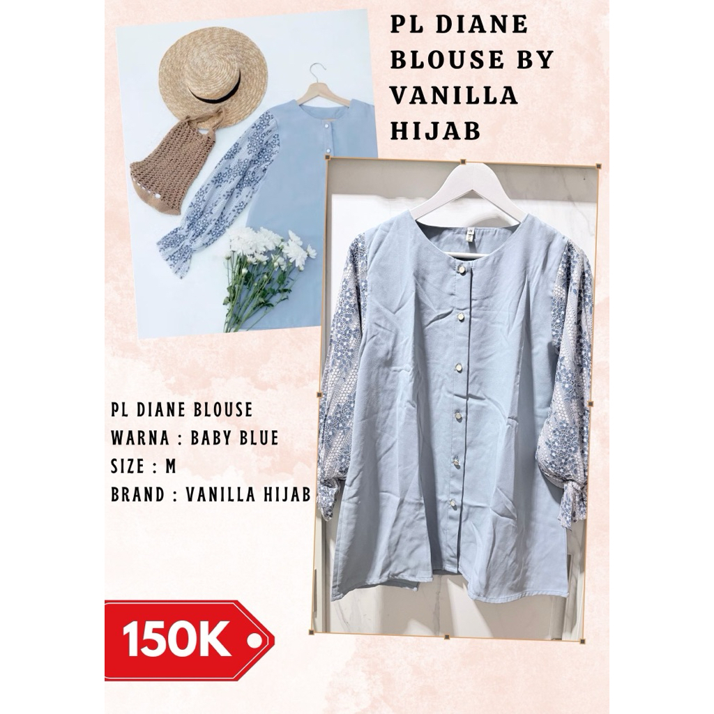 PL Diane Blouse Baby Blue M by Vanilla Hijab