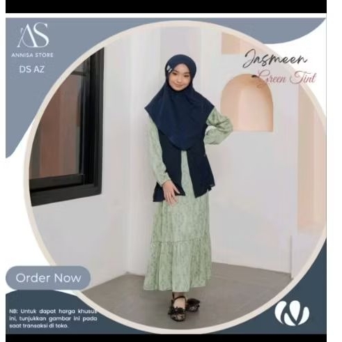 Gamis Anak Nibras Jasmane Green Tint sarimbit terracota P0