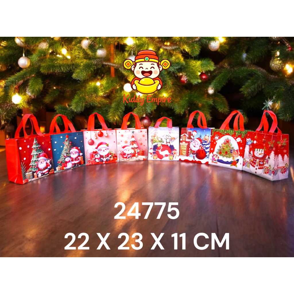 (KIDDY) Goodie Bag Natal Murah Motif Santa 24775 Tas Kado Souvenir Natal /Tas Natal Motif Santa Lucu