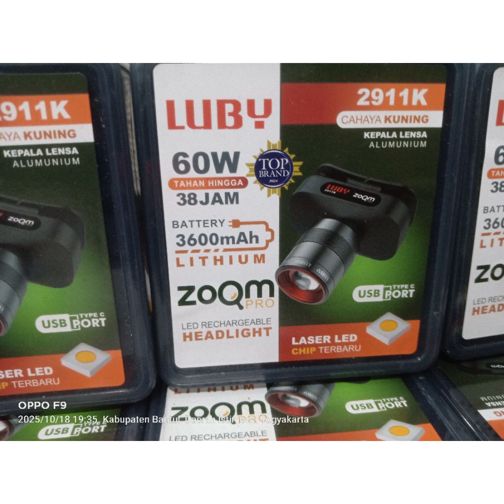 senter kepala luby 60watt cahaya kuning