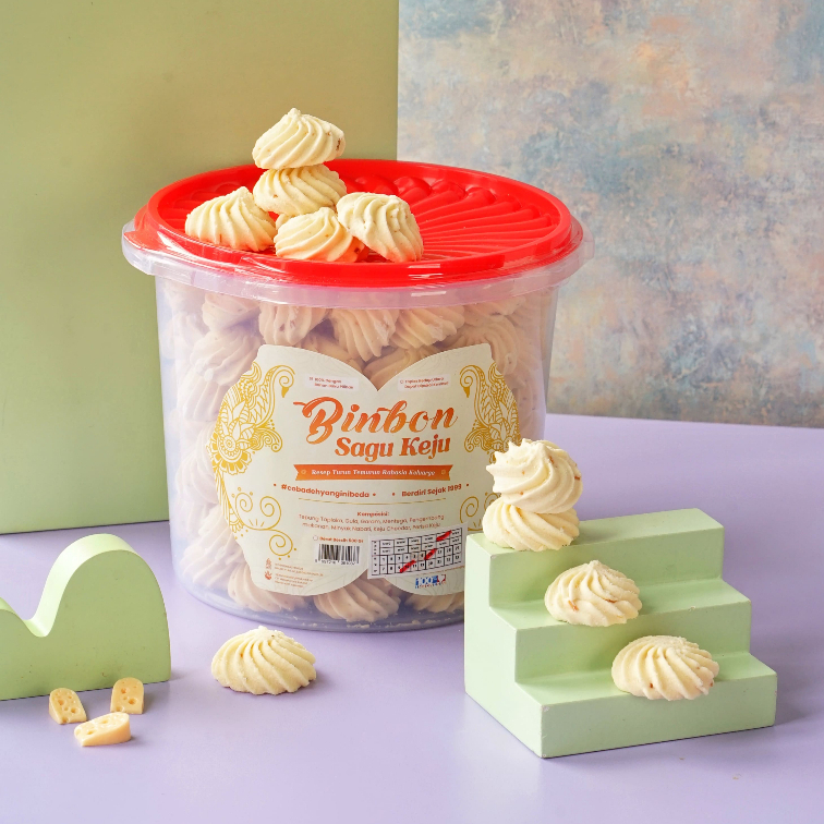 Binbon Cookies Kue Sagu Keju @500 Gr / Toples Sagu Keju Jadul