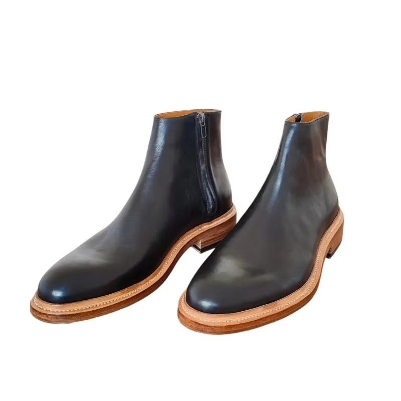 SPARKY ZIPPER BOOTS - BLACK
