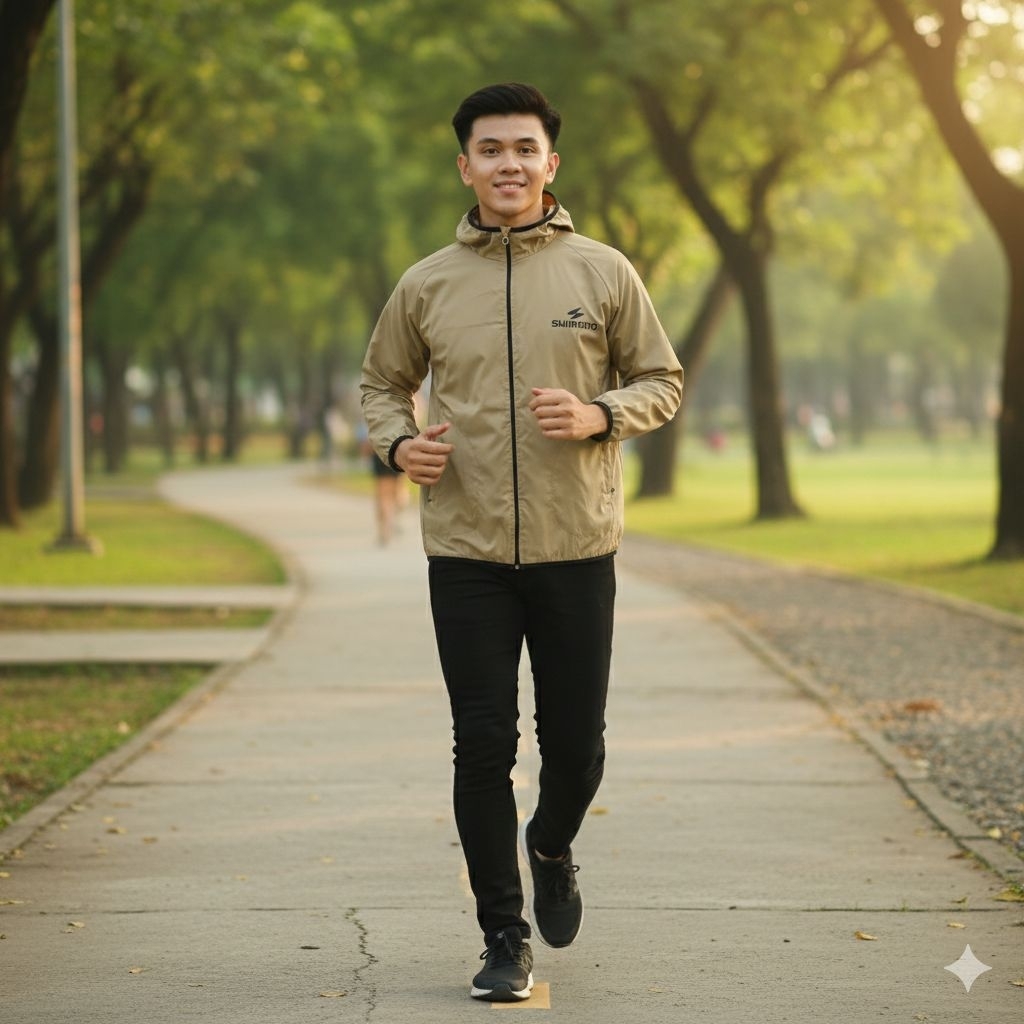 jaket parasut olahraga bersepeda jogging gym senam trampolin jaket serbaguna