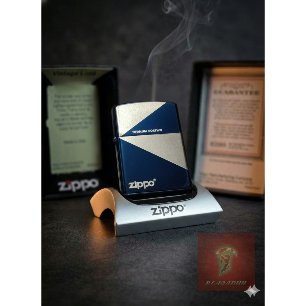 ZIPPO CLASSIC BLUE ICE TIFANUM COATWO ORIGINAL USA BRADFORD