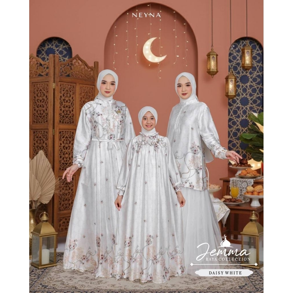 PO‼️[ORDER VIA CHAT-JANGAN CHECK OUT] Gamis dan Tunik Couple Mom & Kids Girl Jemma Raya Series Dress