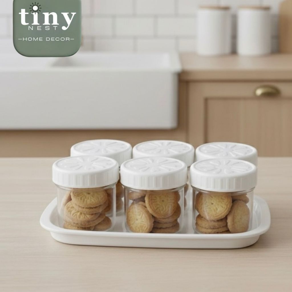 Toples Plastik Warna Putih isi 6 Free Nampan - TinyNest x RumahPutihQu