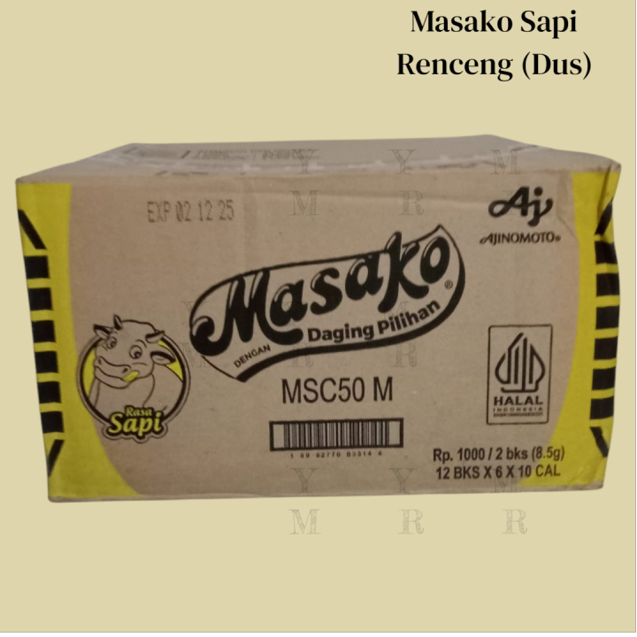 Masako Bumbu Kaldu Sapi Penyedap Rasa / Karton 1kg x 12 bks