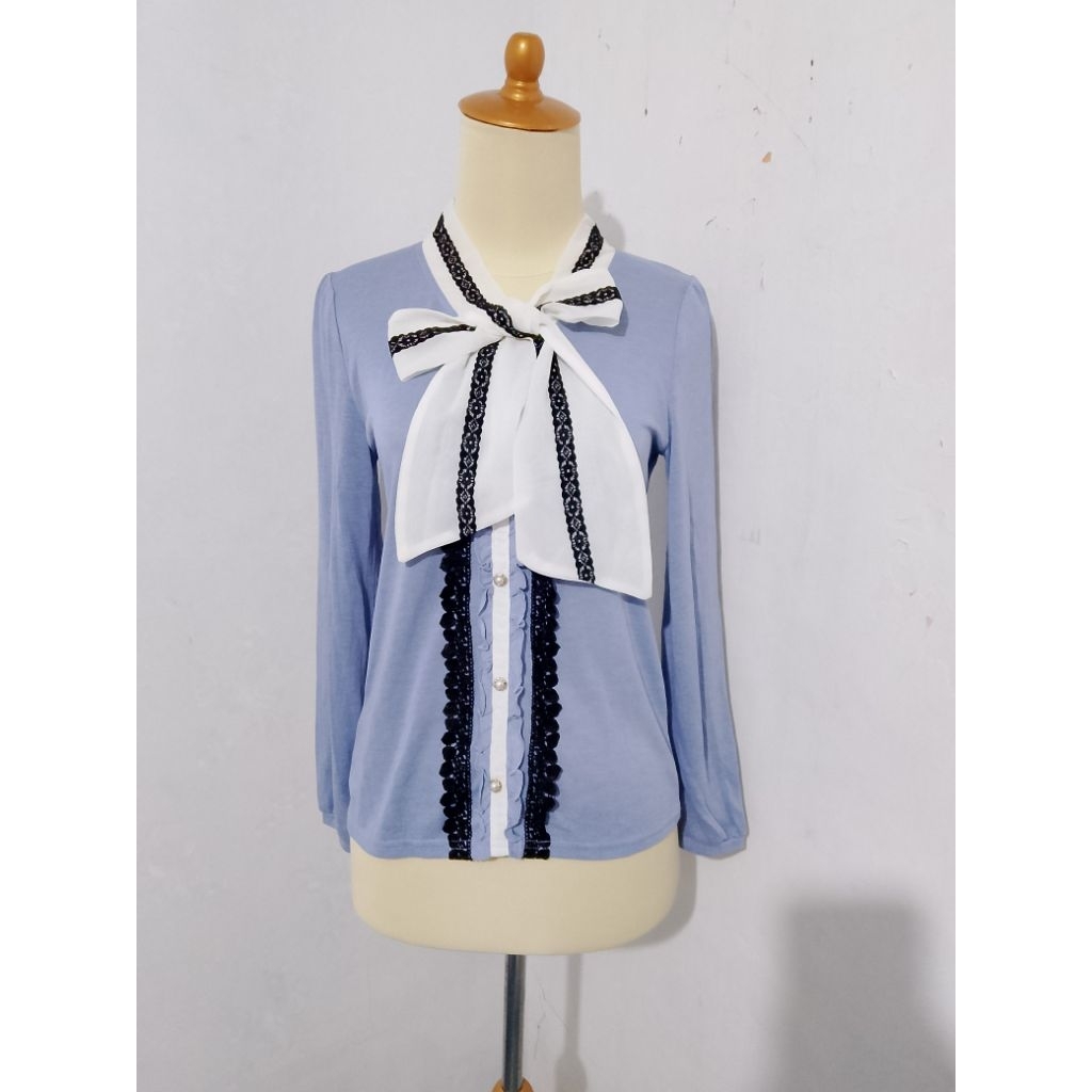 Axes Femme Top Baby Blue Bow Himekaji