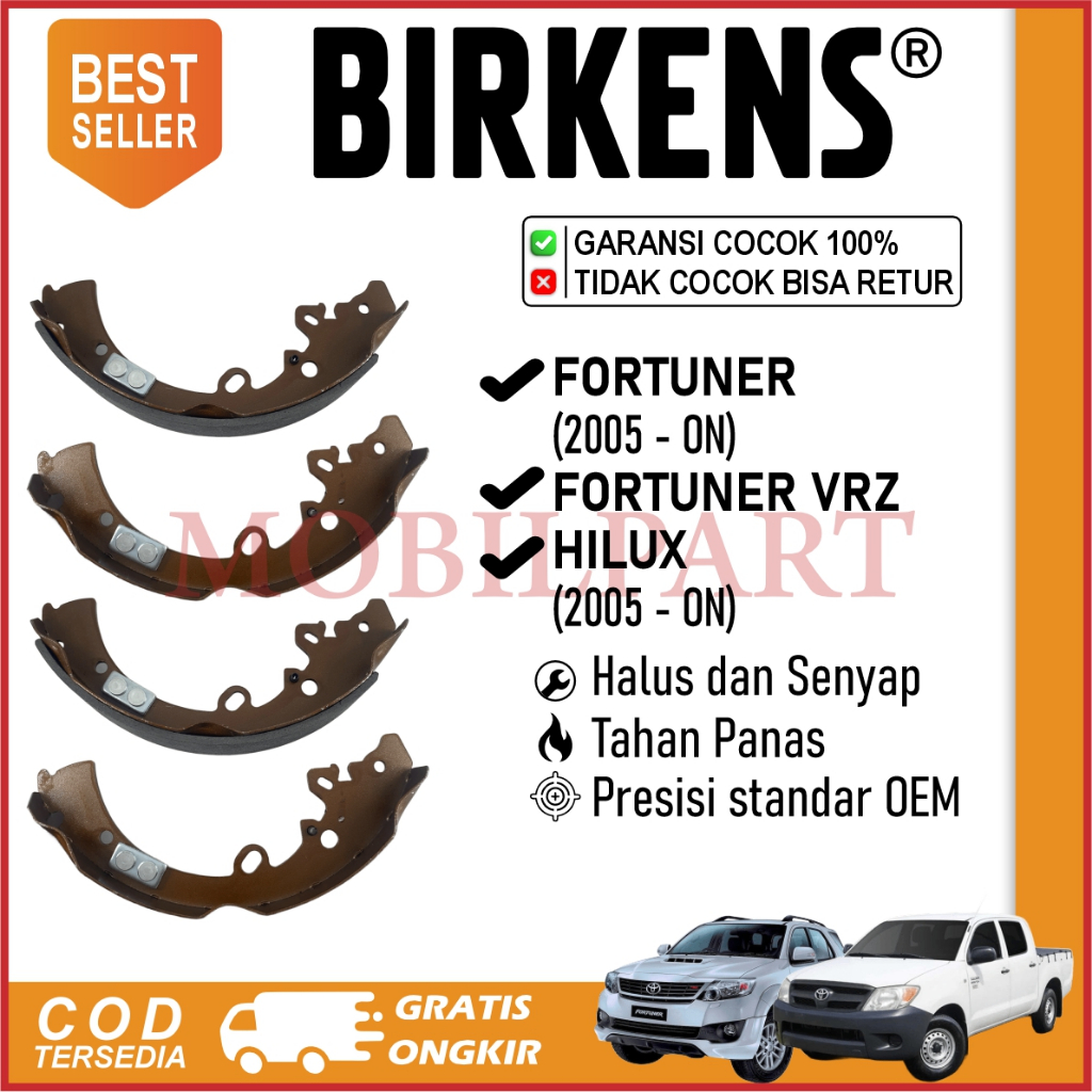 Kampas Rem Belakang Birkens – Fortuner (2005 - ON) Fortuner VRZ Hilux (2005 - ON)