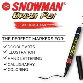 Brushpen - Snowman Brush Pen HITAM - Spidol Kaligrafi Satuan