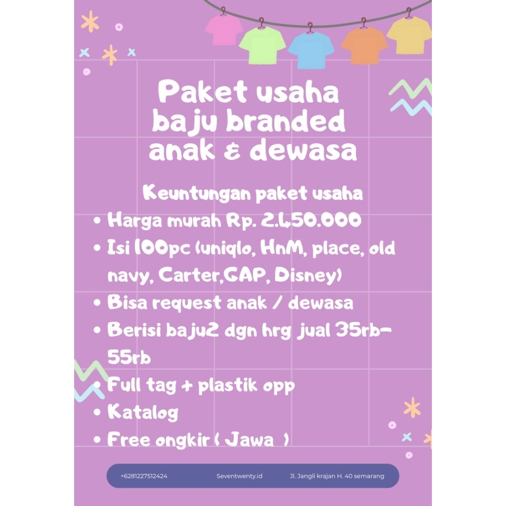 paket usaha baju anak dan dewasa