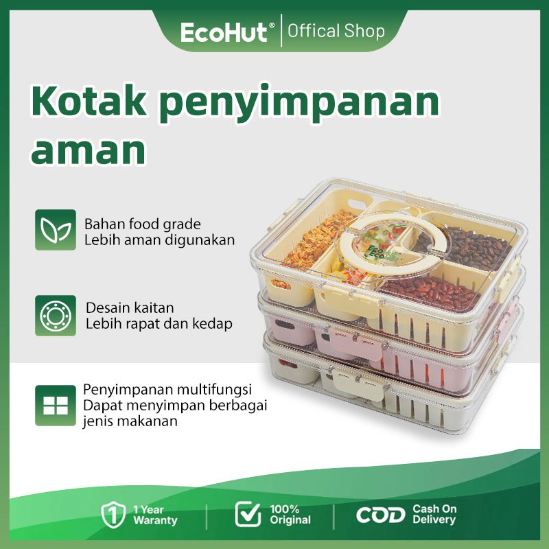 Kotak penyimpanan makanan EcoHut/kotak penyimpanan sayuran/kotak penyimpanan kulkas