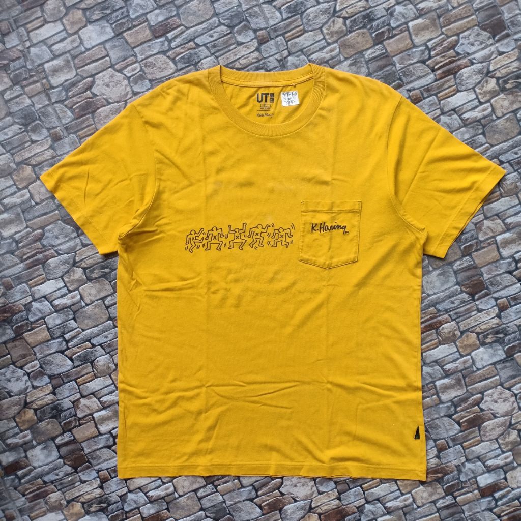 Kaos Katun pria brand original UNIQLO x Keith haring