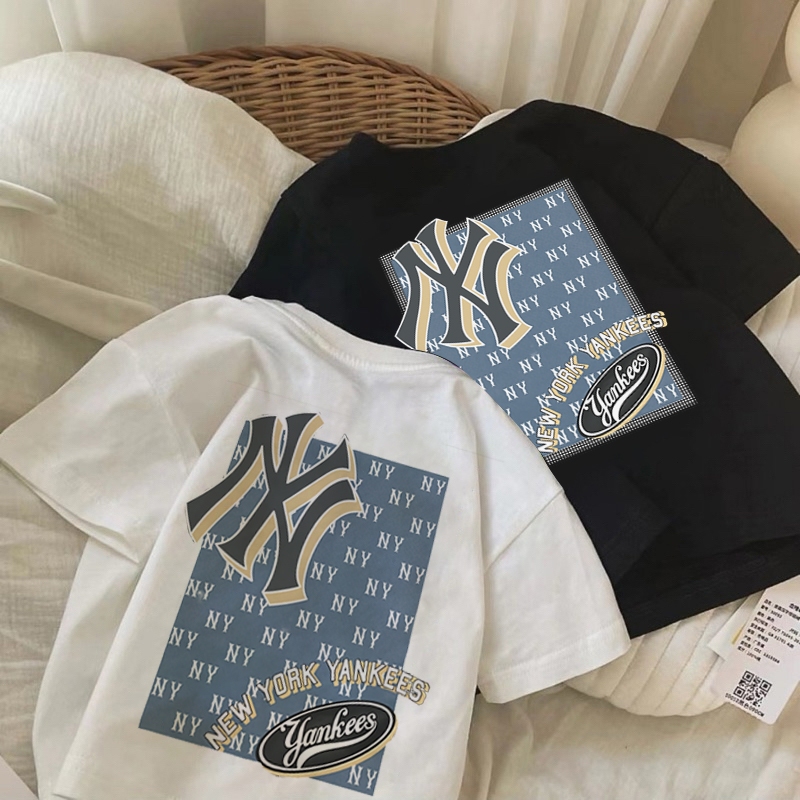 korea style Putih cocobaby t shirt cotton Kaos Atasan Anak laki-laki Perempuan | MLB yang sederhana 