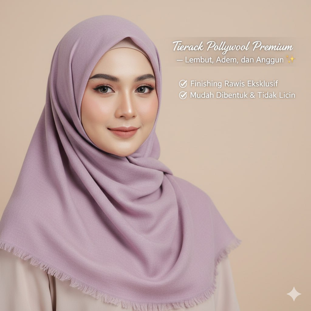 Hijab Polywool Tebal Jilbab Segi Empat Jilbab Tierack Kerudung Tierack Ansania