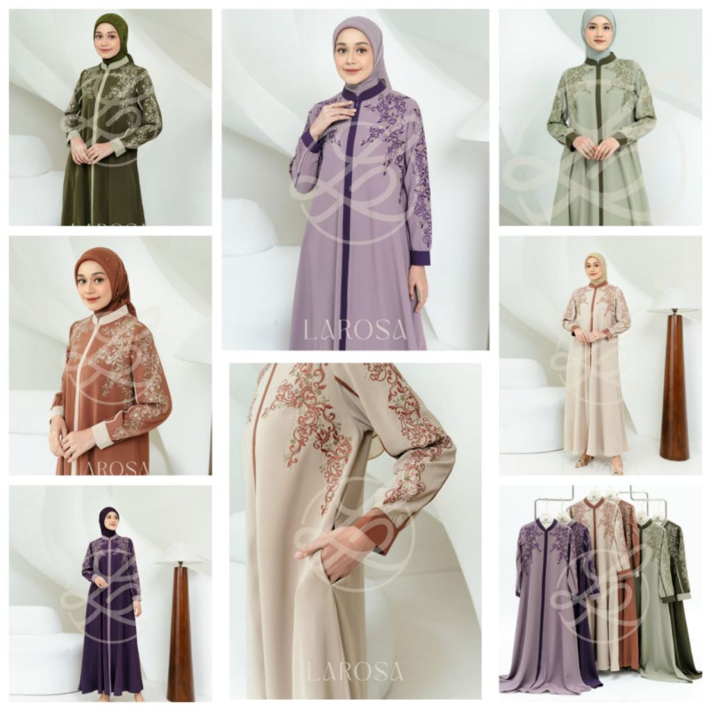 SET Gamis larosa Printing original 03.112  / ABAYA  Dress larosa original PRINTING SET HIJAB  /  Gam
