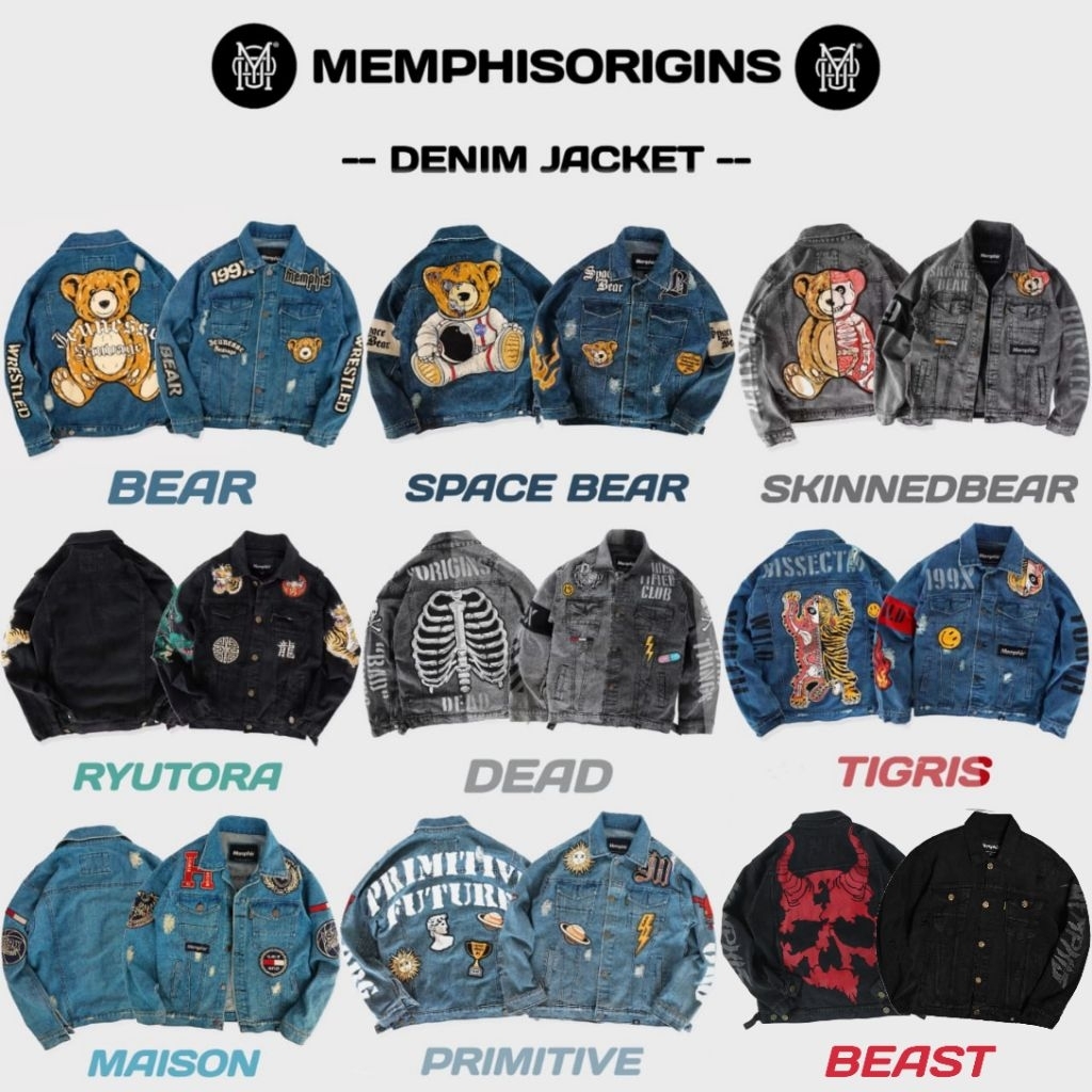 RIPPED DENIM JACKET MEMPHIS - BEAST | MAISON | DEAD | SKINNEDBEAR | PRIMITIVE | RYUTORA | SPACE BEAR