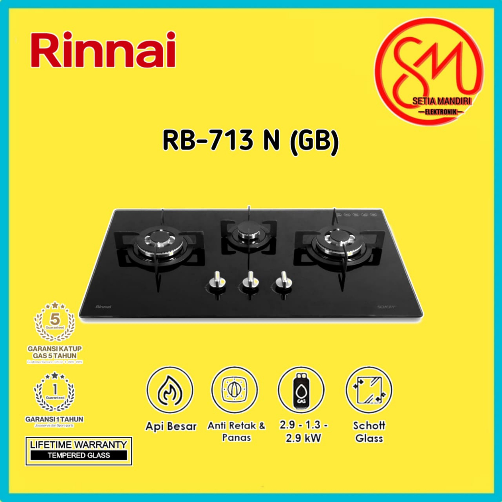 Kompor Gas Tanam Rinnai RB-317N (G) / RB-713N(GB) 3 tungku