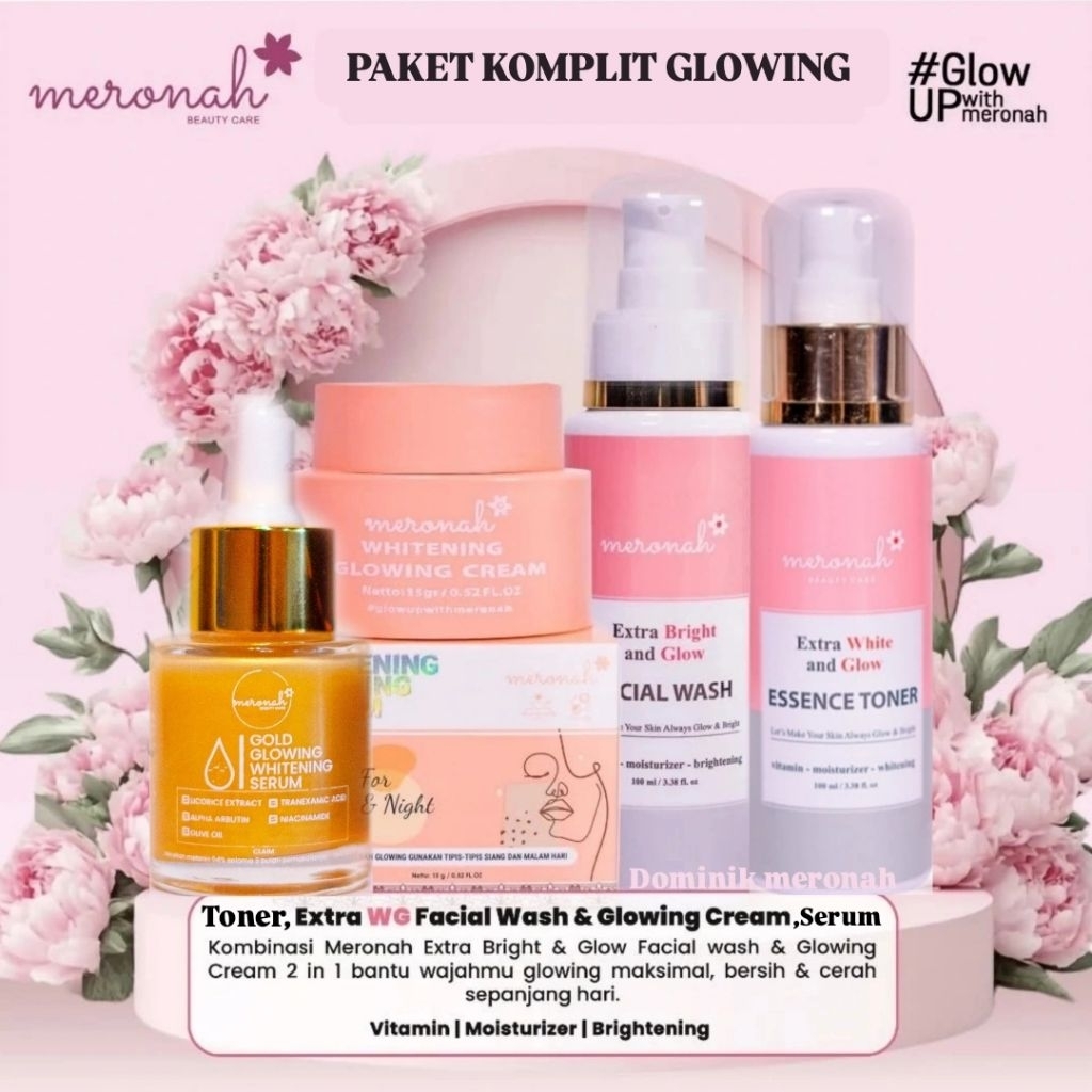 (NEW PRODUCT)PAKET SERUM GOLD GLOWING  MERONAH/PAKET KOMPLIT SERUM GOLD MERONAH FREE POUCH/CERMIN CA