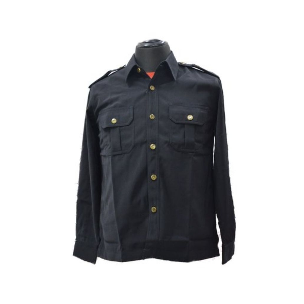 Setelan Safari Security Hitam Premium Bahan Twist Lengan Pendek & Panjang