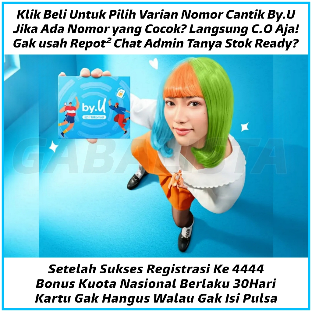#B3E Nomor Cantik By.U 3GB Masa Aktif Selamanya Kartu Perdana 4G/5G By Telkomsel