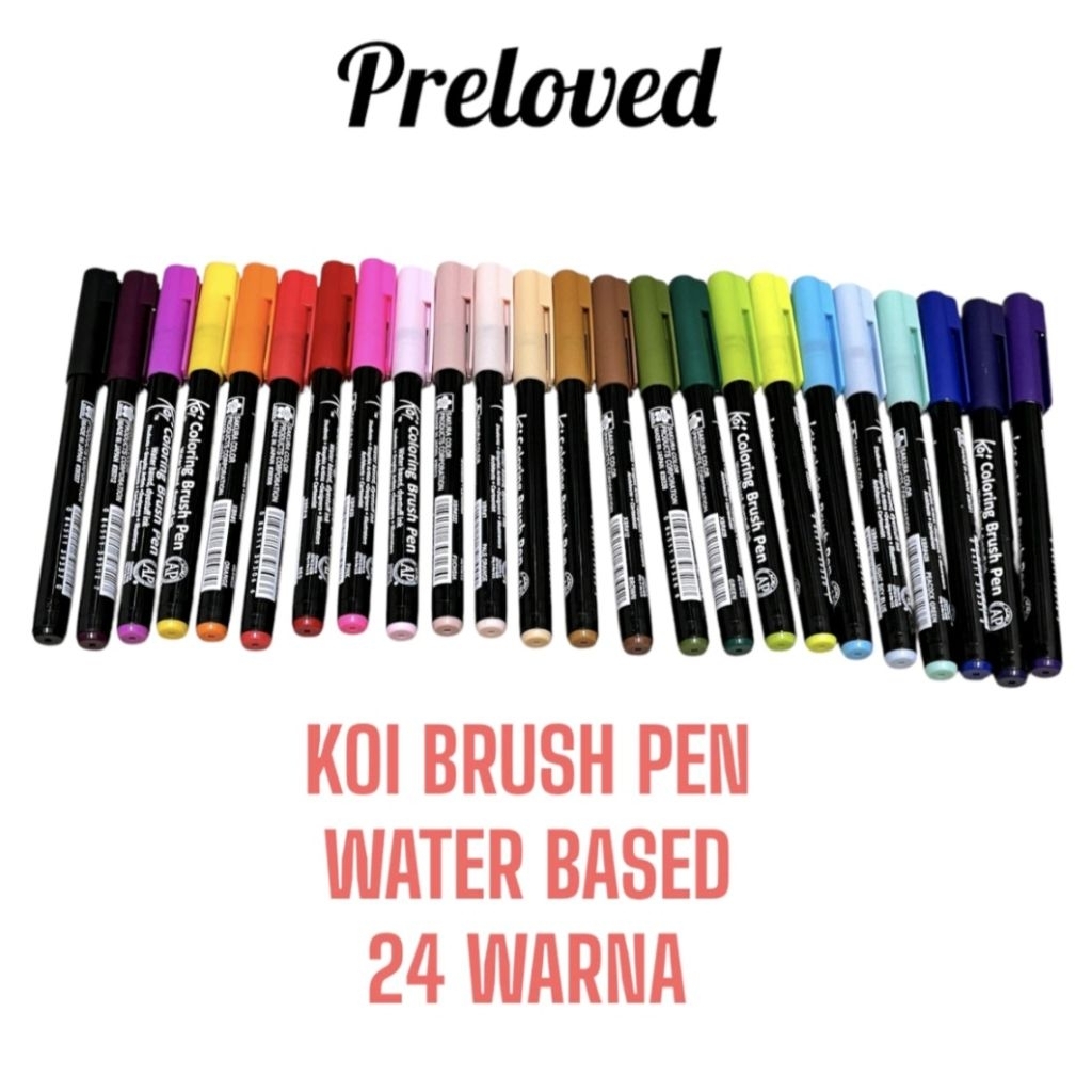 PRELOVED SAKURA KOI BRUSH PEN 24 WARNA WATER BASED / BEKAS USED BRUSH PEN MARKER ALAT LOMBA ALAT TUL