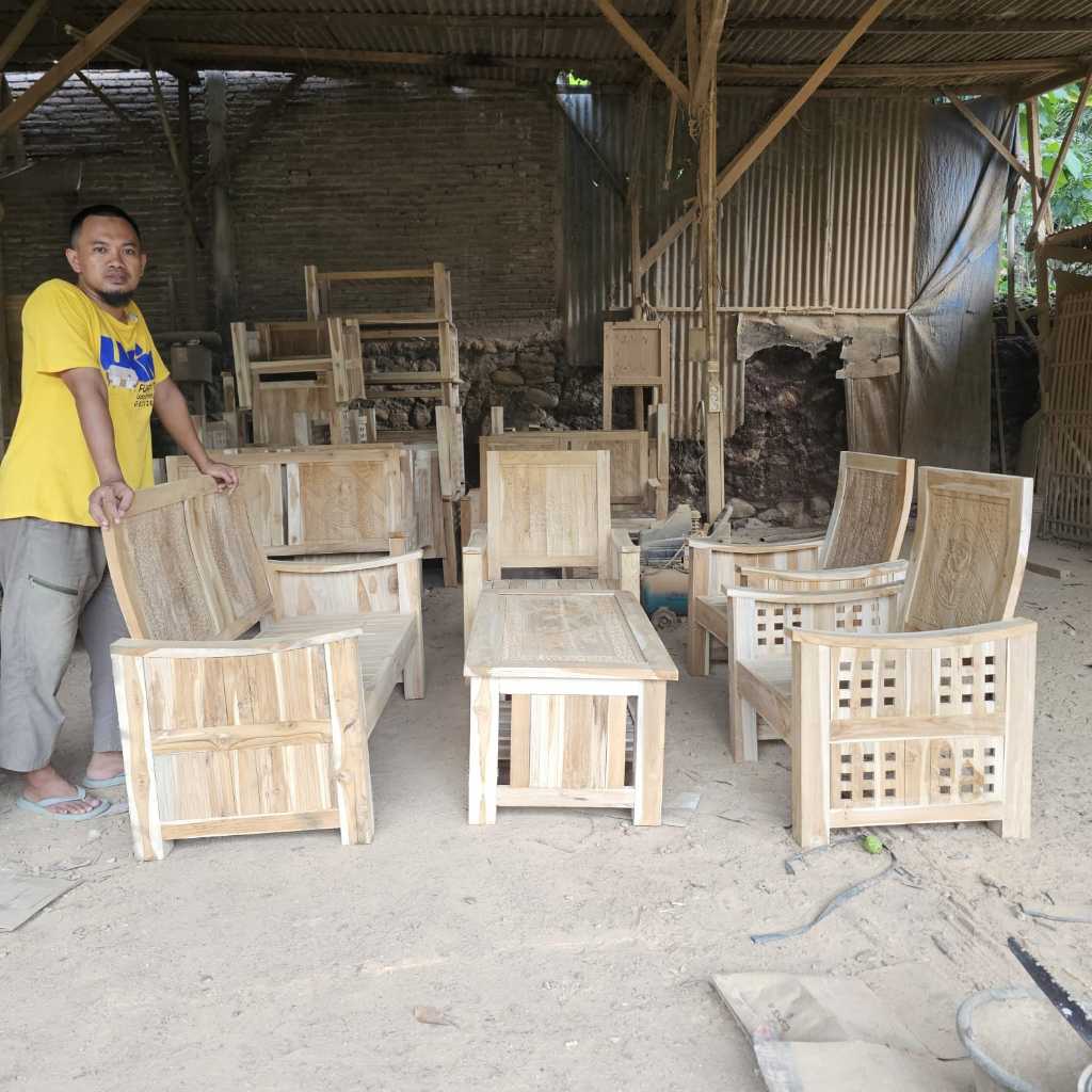 Kursi Tamu Minimalis Jepara Mentahan Full Kayu Jati Furniture Jepara