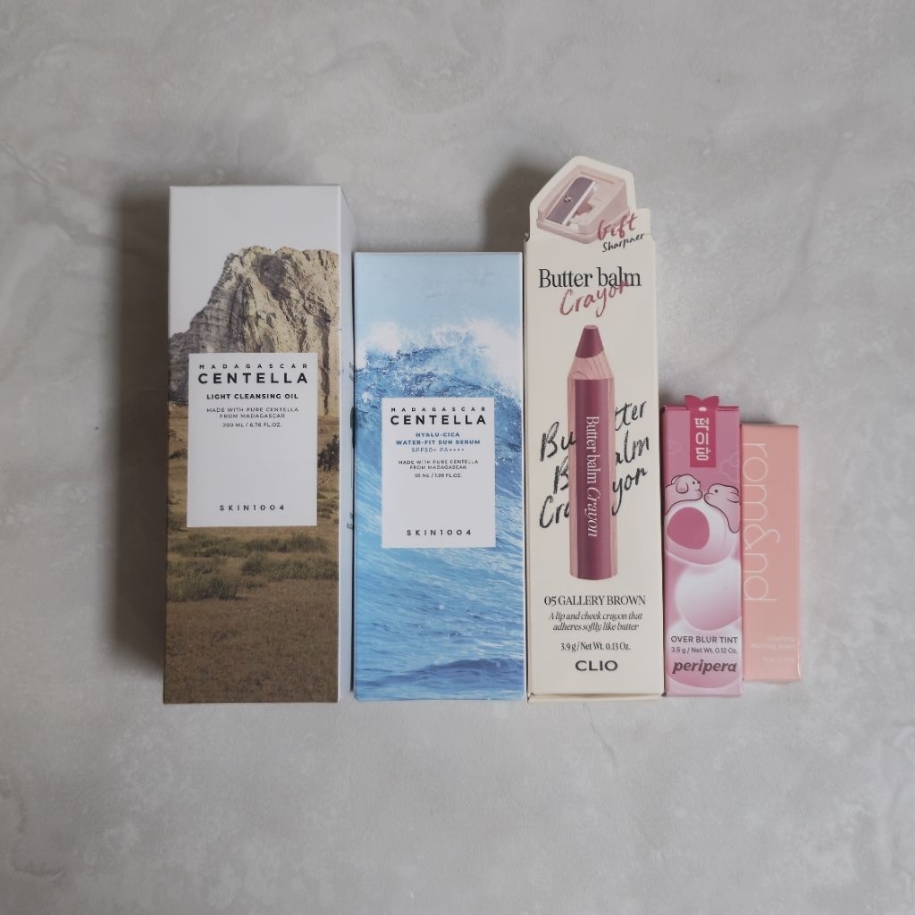 SKIN1004 CLEANSING OIL AMPOULE HYALU CICA FIT SUN SERUM PERIPERA OVER BLUR TINT COOL PINK COATING CL