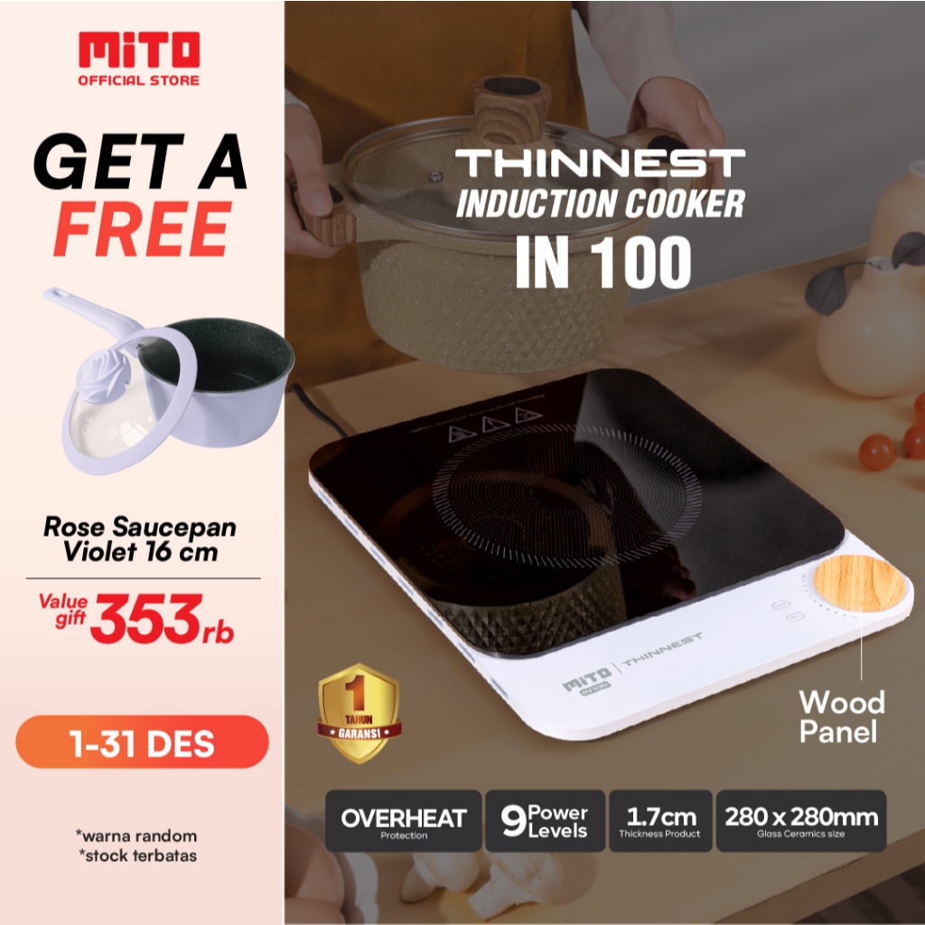 MITO Kompor Induksi Super Tipis Induction Cooker IN100 - White / Black