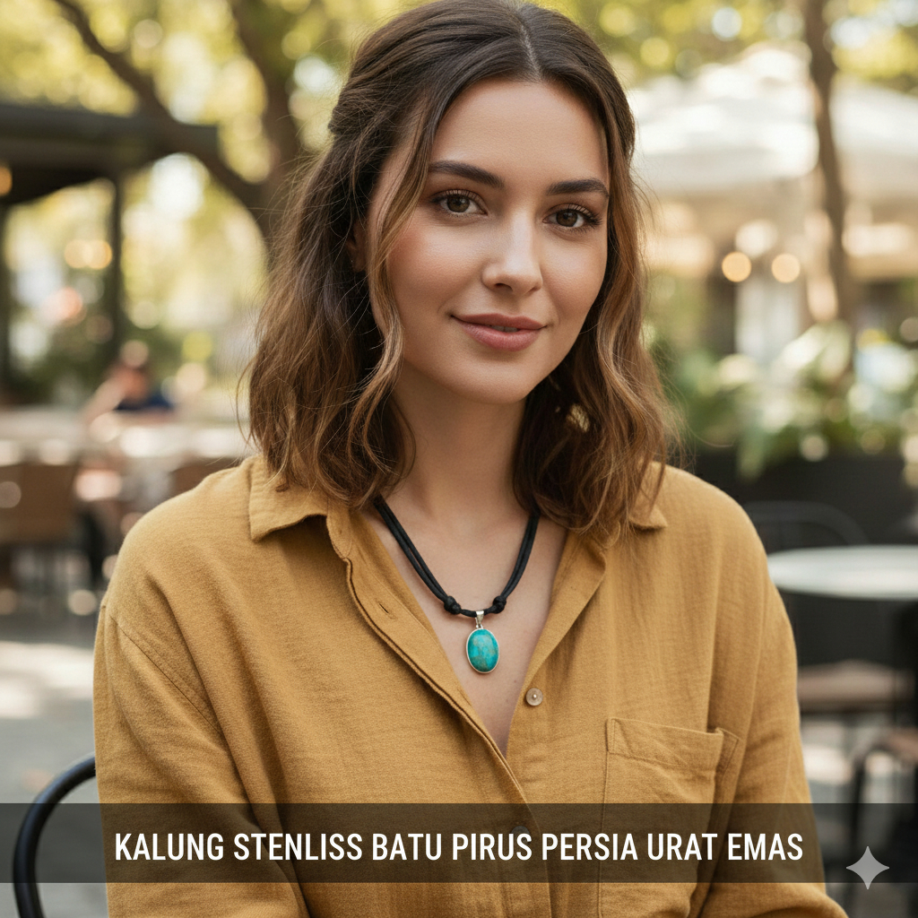 KALUNG STENLISS BATU PIRUS URAT EMAS TALI HITAM