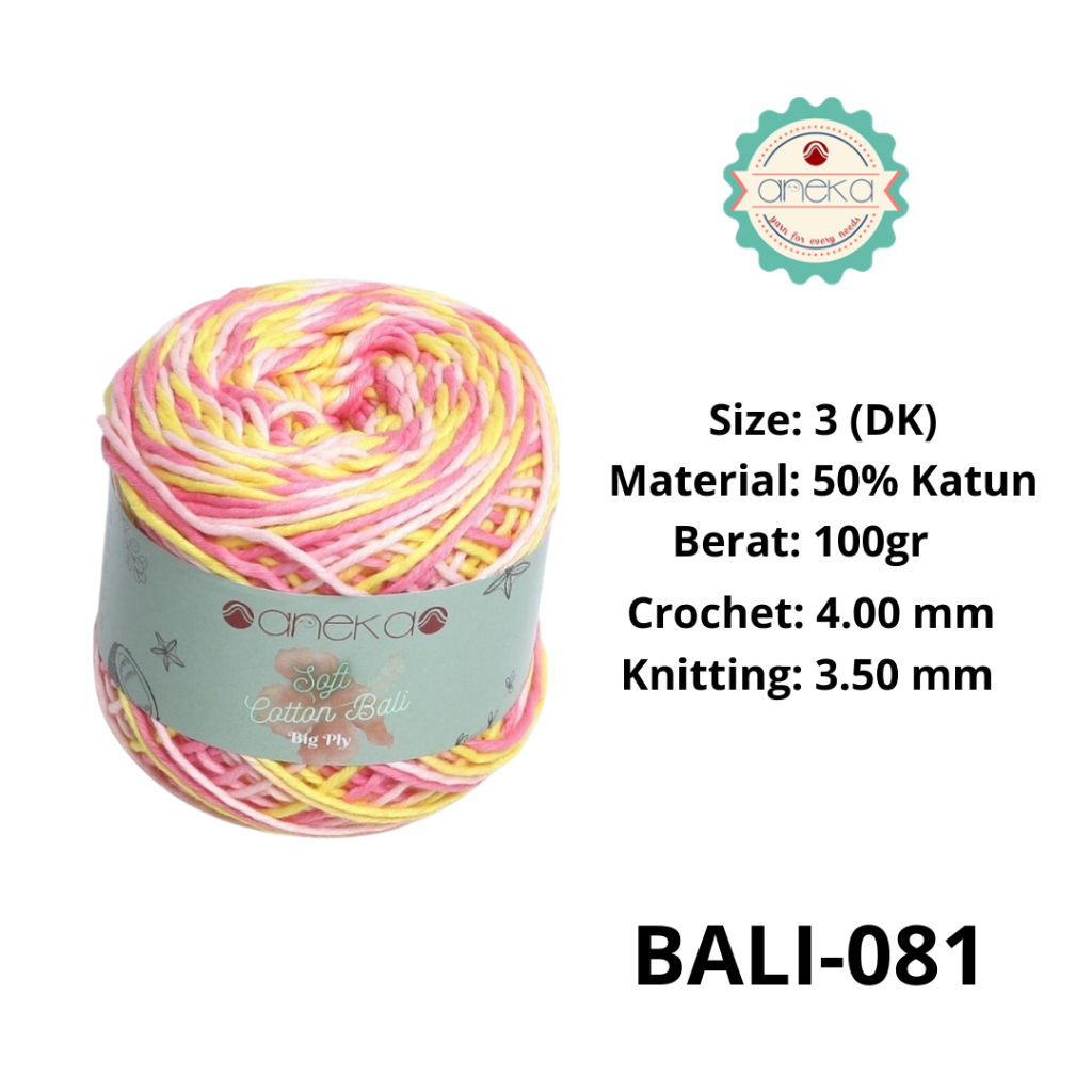 ANEKA - Benang Rajut Katun Bali ANEKA / Soft Cotton Big Ply made by ANEKABENANG - 081