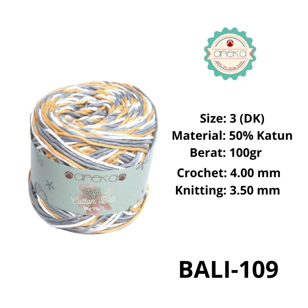 ANEKA - Benang Rajut Katun Bali ANEKA / Soft Cotton Big Ply made by ANEKABENANG - 109