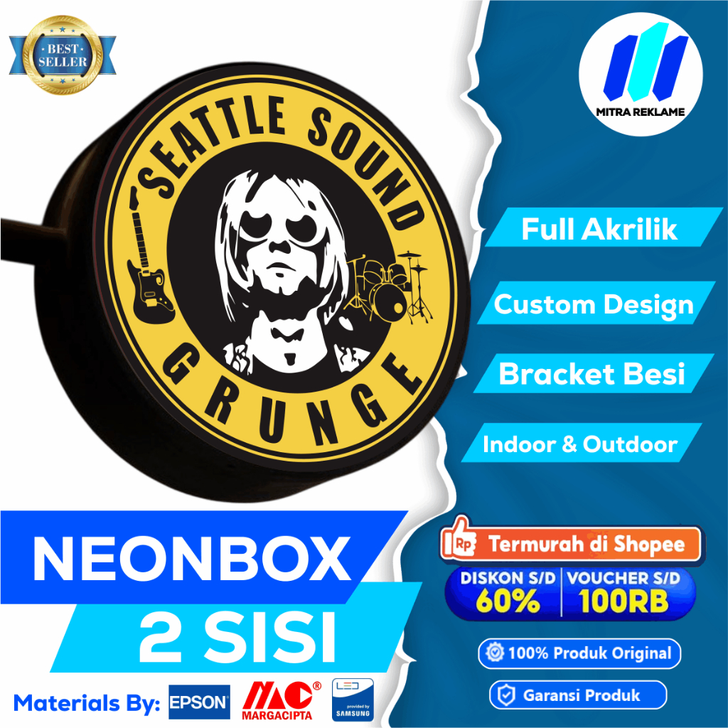 Neon Box Bulat 2 sisi | Neon Box Premium