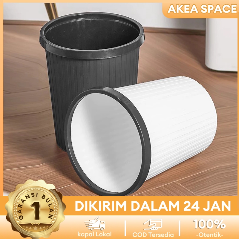 AKEA Tong Sampah Minimalis Bulat/ Kotak Sampah Dapur Multifungsi/Ember Sampah/Putih/Hitam 9L