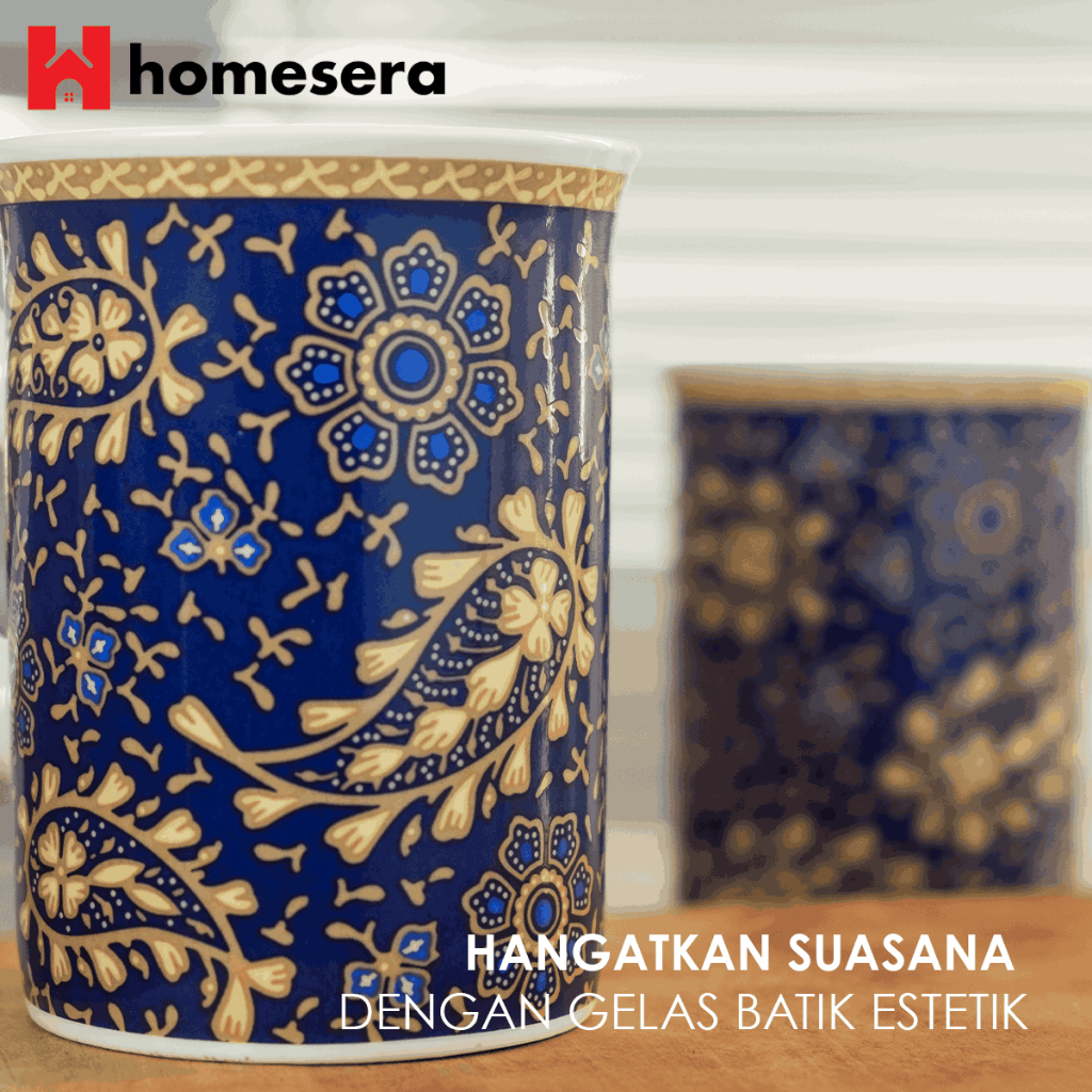 MUG KERAMIK MOTIF BATIK KAPASITAS 300ml | MUG GELAS KERAMIK BONECHINA