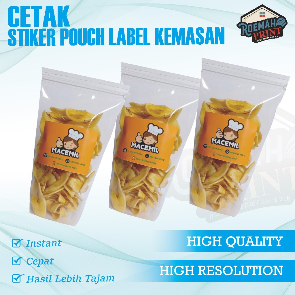 STIKER POUCH LABEL KEMASAN / LABEL MAKANAN BASAH & KERING
