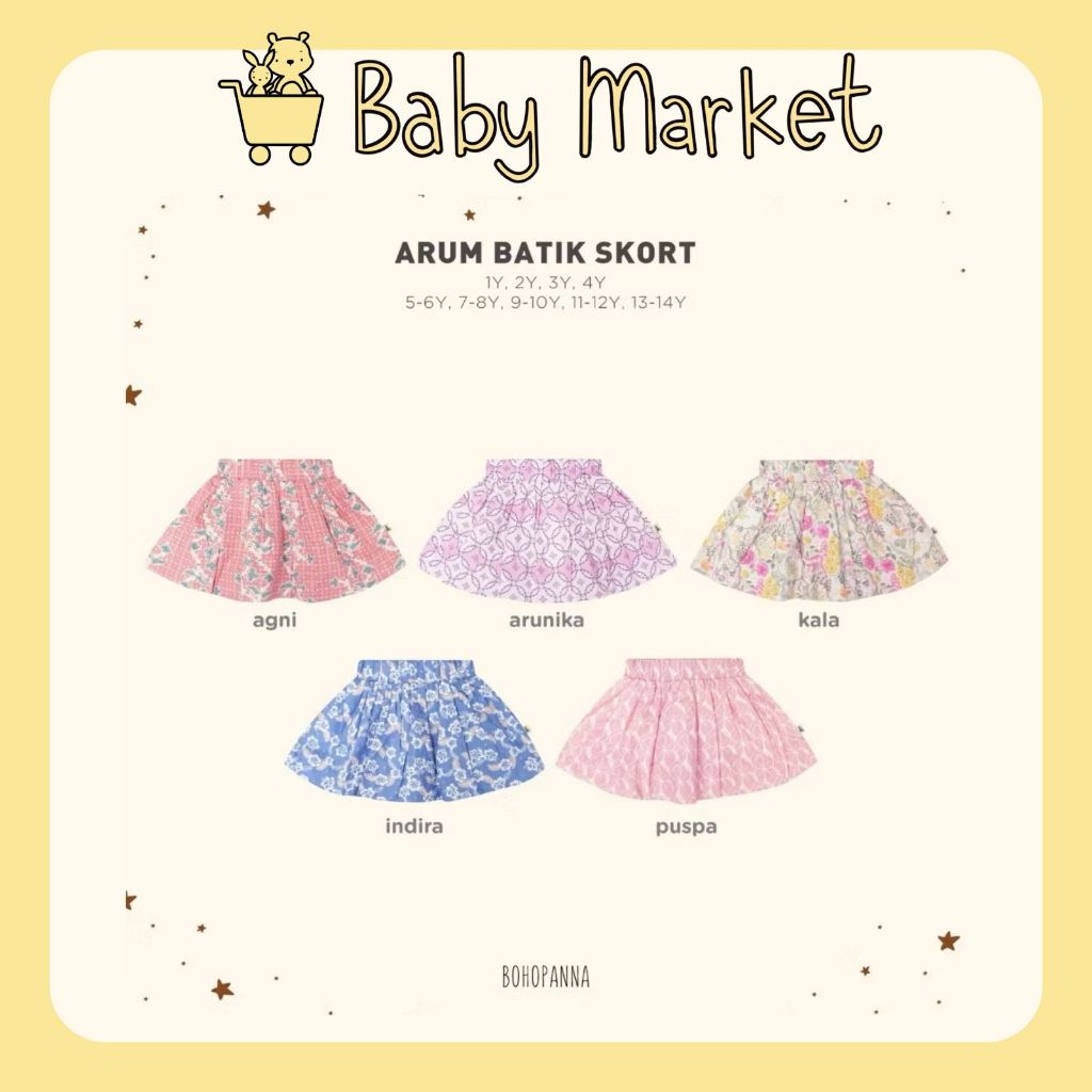 BOHOPANNA - ARUM BATIK SKORT - ROK ANAK - ROK BATIK ANAK - BAWAHAN BATIK ANAK PEREMPUAN