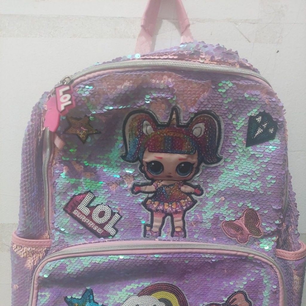 Tas sekolah SD LOL anak gede warna pink ungu
