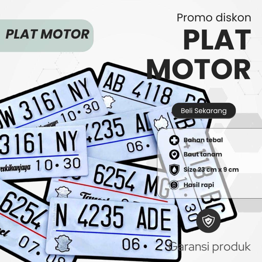 plat nomor motor baut tanam 1 pasang / plat nomor putih bebas custom / plat nomor variasi motor