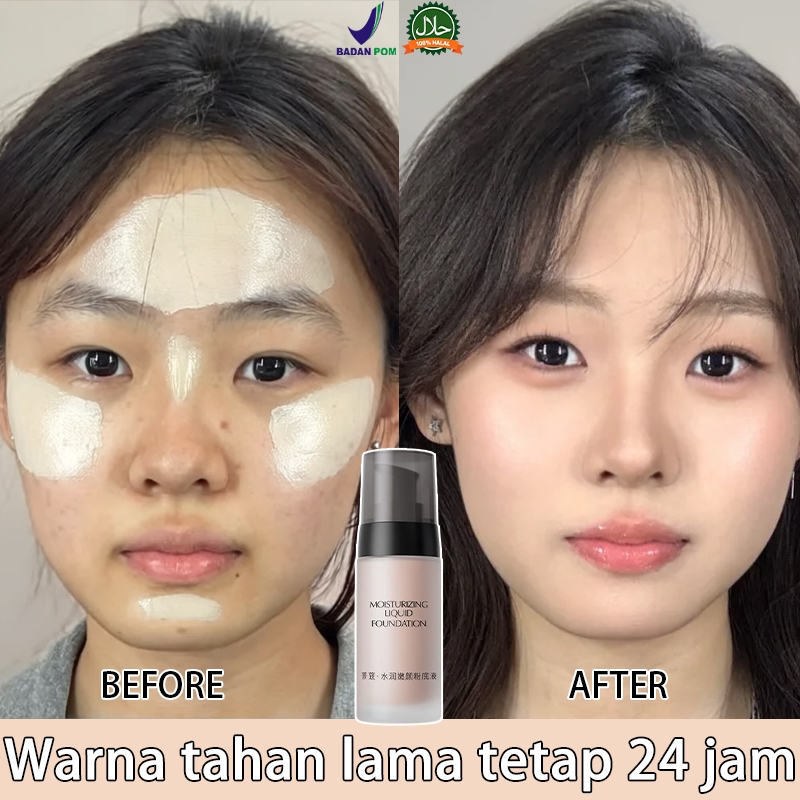 LAIKOU Liquid Foundation Tahan Lama 40ml - Foundation Matte & Whitening, Hasil Natural, Tahan Kering