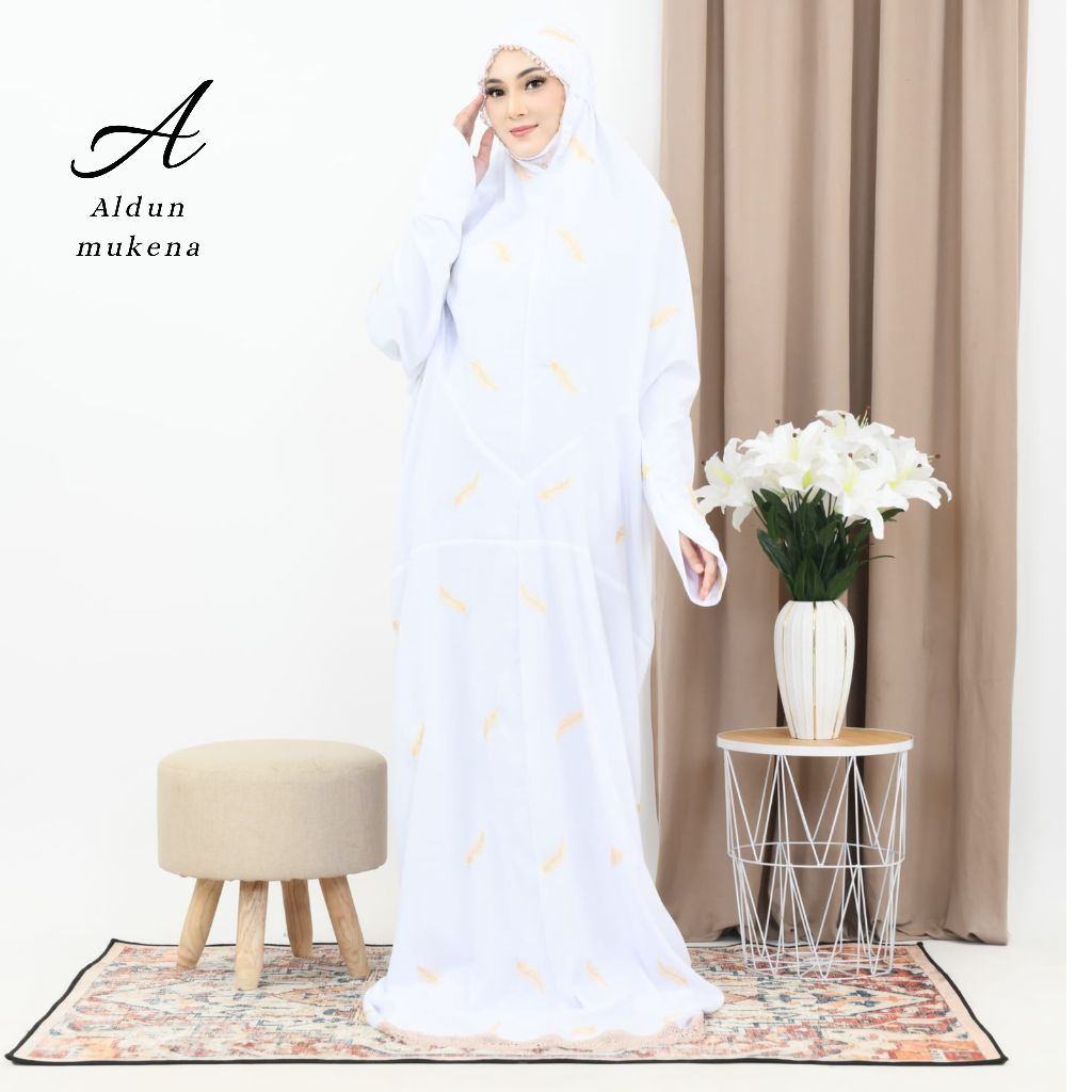 Mukena Terusan Dewasa Bordir Noah Mukena Putih