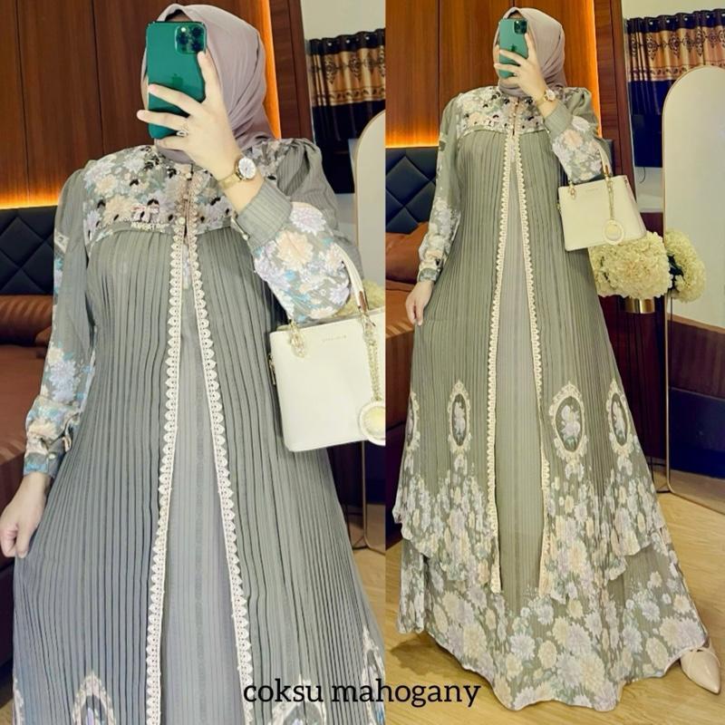 Avasya Dress Payet mutiara mewah plisket, Gamis avasya , Gamis blezer lepas pasang , Gamis pesta mew