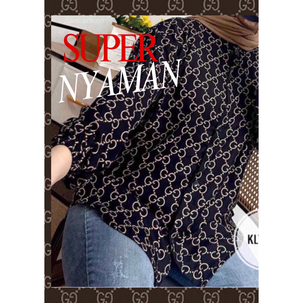 Kemeja Rayon Wanita Motif / Kemeja Rayon Wanita Lengan Panjang  / Kemeja rayon Twill Premium Wanita