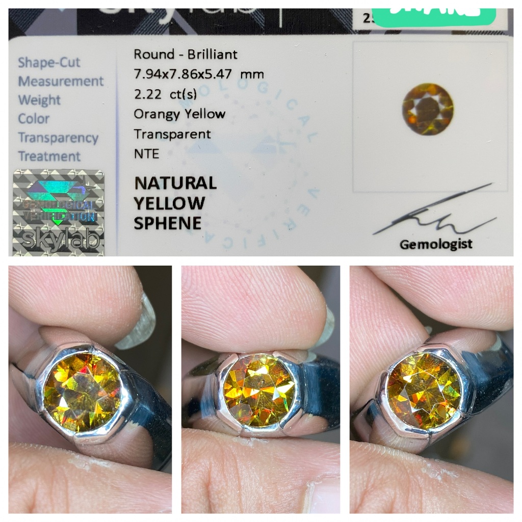 Natural 2.22ct rainbow sphene ring handmade tanam