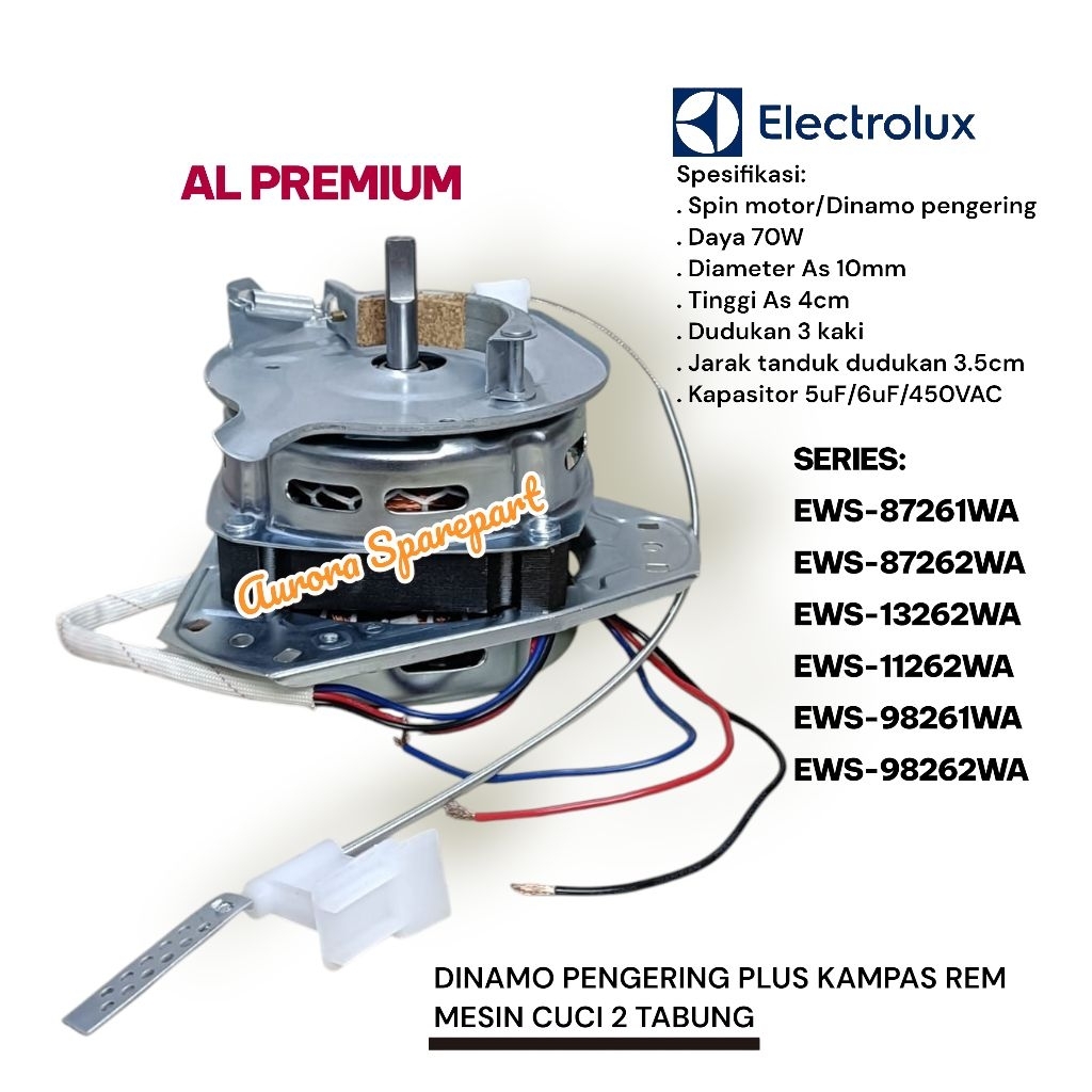 Dinamo pengering Electrolux plus rem AL Premium EWS-11262WA EWS-98261WA EWS-87262WA